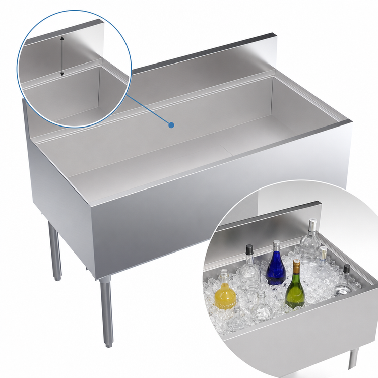Product image #4 for Krowne Royal Series 48-Inch x 24-Inch Stainless Steel Underbar Ice Bin/Cocktail Unit, 184 lb. Capacity
