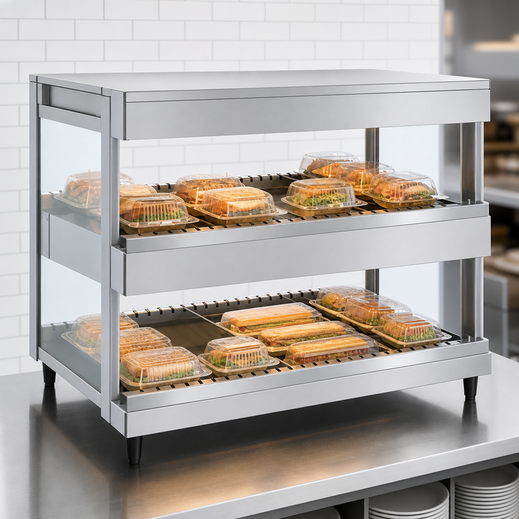 Product image #4 for Hatco Glo-Ray® GRSDH-60D 60-Inch Countertop Dual Shelf Pass-Thru Merchandising Warmer