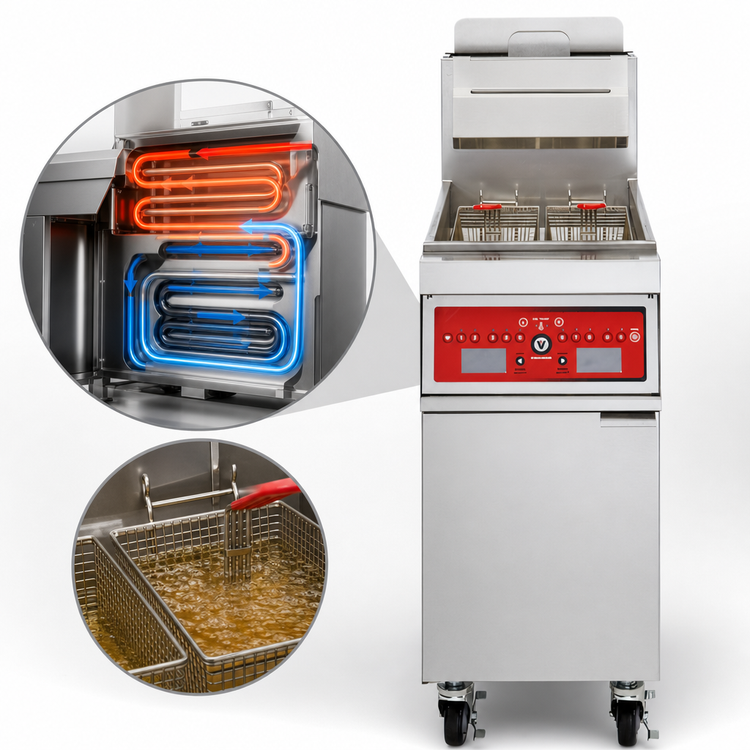 Product image #5 for Vulcan PowerFry3 1TR45D High-Efficiency Free-Standing Gas Fryer with Digital Controls, 45-50 lb Capacity