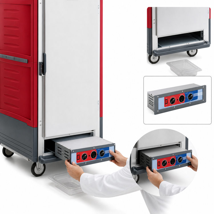Product image #4 for Metro C5 3 Series Moisture Heated Holding & Proofing Cabinet, 3/4 Height, Full-Length Solid Doors, Fixed Wire Slides, Red Insulation Armour