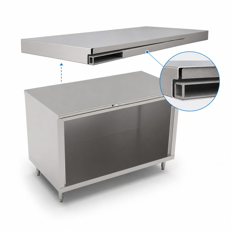 Product image #4 for John Boos 48-Inch x 30-Inch Open Front Stainless Steel Work Table, Cabinet Base, Flat Top, 16-Gauge Top