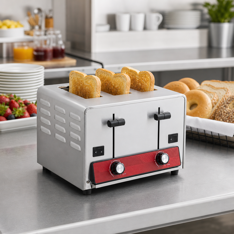 Product image #4 for Adcraft Heavy Duty 4-Slice Commercial Pop-Up Toaster with Bread & Bagel Switches