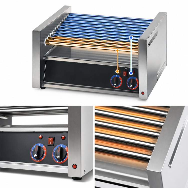 Product image #4 for Grill-Max 20-Dog Stadium Seating Roller Hot Dog Grill with Chrome-Plated Rollers and Analog Controls