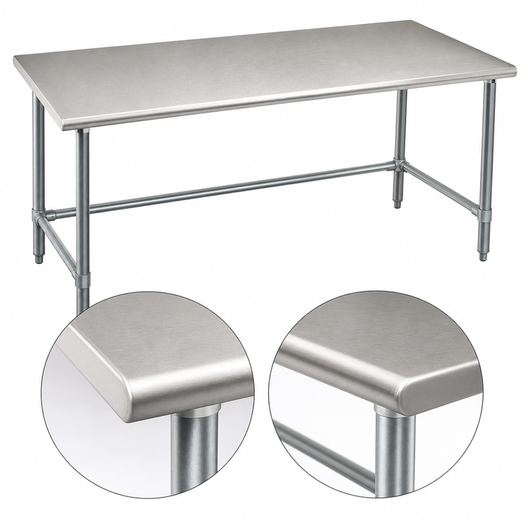 Product image #4 for Eagle Group Budget Series 108"W x 36"D Flat Top Work Table with 430 Stainless Steel Top and Galvanized Tubular Base