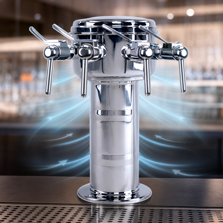 Product image #4 for Sommelier Single-Column Countertop Air-Cooled Wine Font with 4 Side Pull Faucets