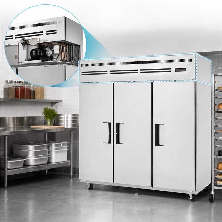 Product image #4 for Everest Refrigeration Three-Section Reach-In Freezer, 71.0 Cu. Ft., Top-Mounted Self-Contained Refrigeration