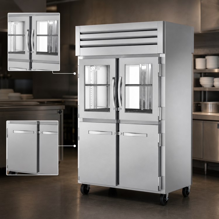 Product image #4 for True SPEC SERIES 2-Section Pass-Thru Reach-In Refrigerator with Glass and Stainless Steel Half Doors