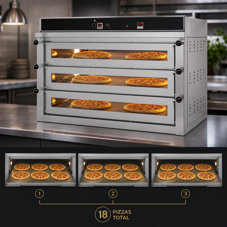 Product image #4 for Jet-Air Triple-Deck Electric Pizza Deck Oven with Full-View Glass Doors