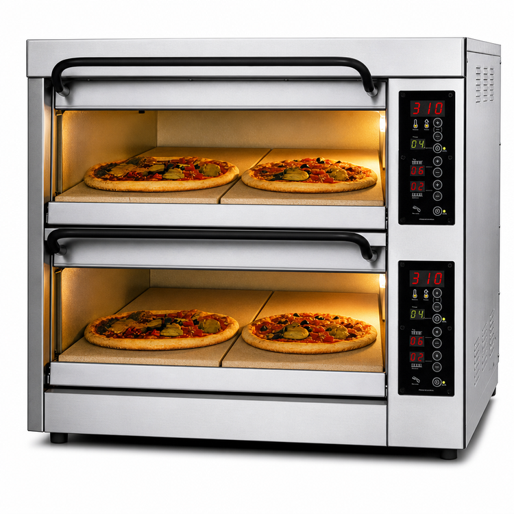 Product image #4 for PizzaMaster Countertop Electric Stone Hearth Pizza Oven with 2 Chambers and 4 Stones