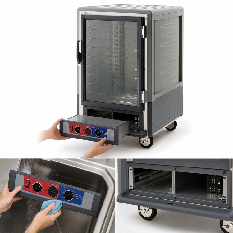 Product image #4 for Metro C5 3 Series Mobile Moisture Heated Holding and Proofing Cabinet with Gray Insulation Armour, Half Height, Clear Polycarbonate Door, 120V