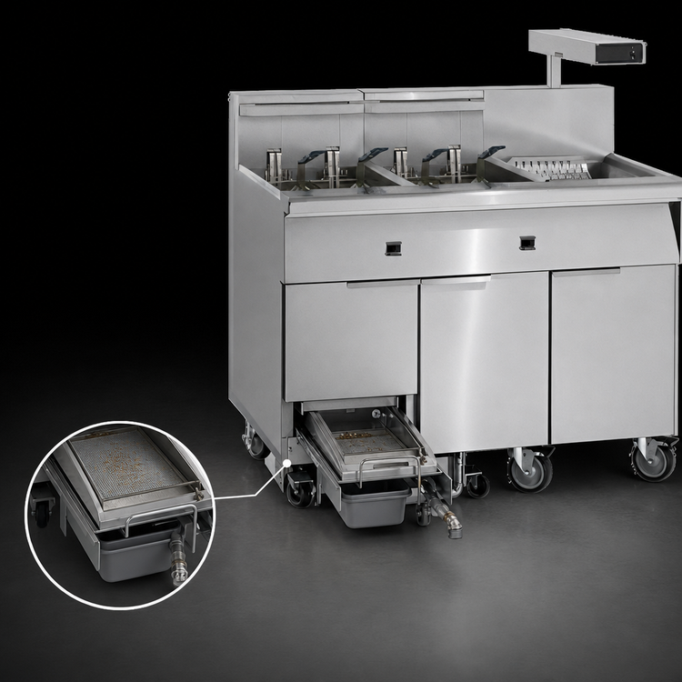 Product image #4 for Imperial IFSCB375EU Triple-Battery Electric Floor Fryer with Built-In Filter System, 75 lb. Each