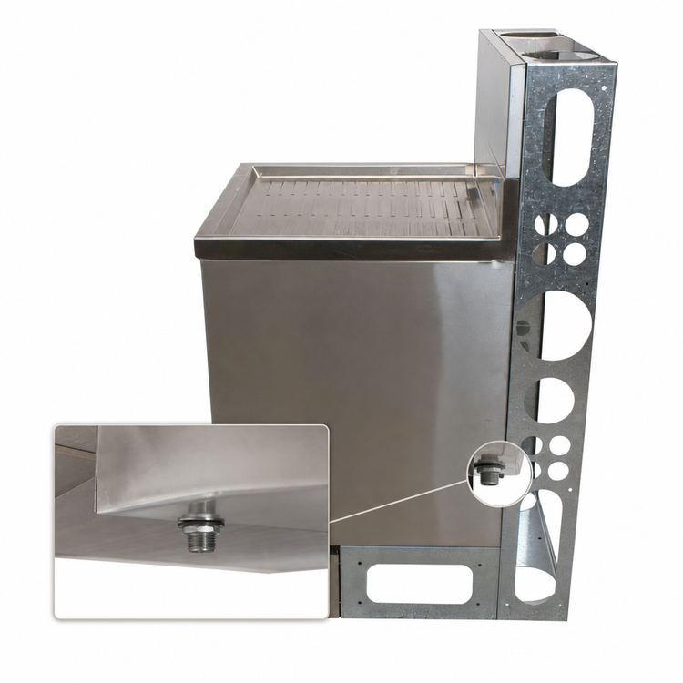 Product image #4 for BK Resources 24 Inch Wide Underbar Glass Rack Cabinet with Drainboard Top and Open Front Base