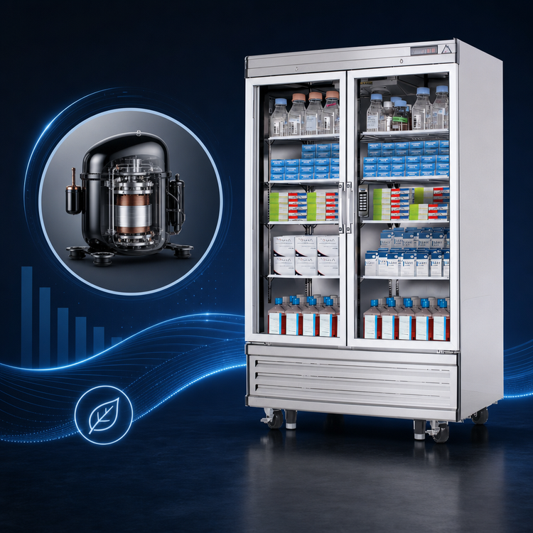 Product image #4 for Everest Refrigeration Two-Section Laboratory Refrigerator with Full-Height Glass Doors, 33 Cu. Ft., Bottom-Mount R290