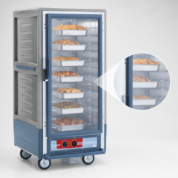 Product image #4 for Metro C5 Insulation Armour 3 Series Lower Wattage 3/4 Height Heated Holding Cabinet, Gray, Clear Polycarbonate Door, Fixed Wire Slides