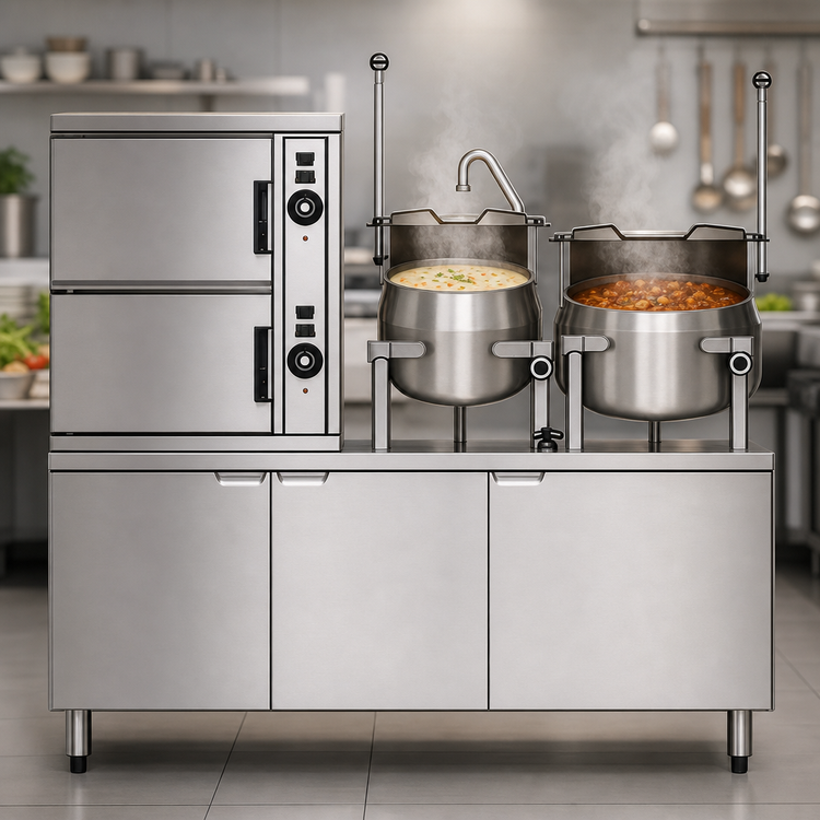 Product image #4 for Crown SCX-2-6-6 Two-Compartment Convection Steamer with Two 6-Gallon Kettles