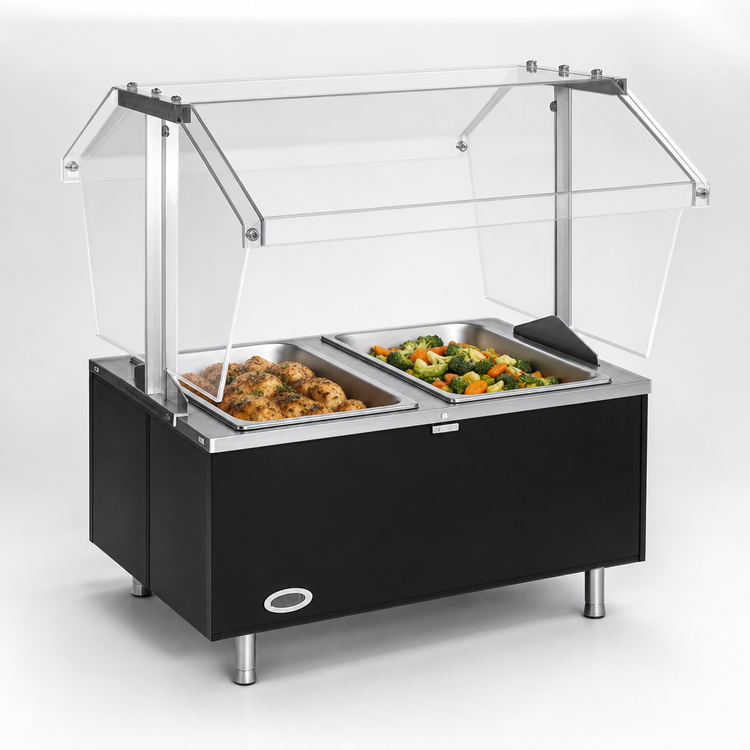 Product image #4 for Eagle Service Mate Tabletop Buffet Hot Food Table with 2 Heated Wells and Sneeze Guard, 208V 3-Phase