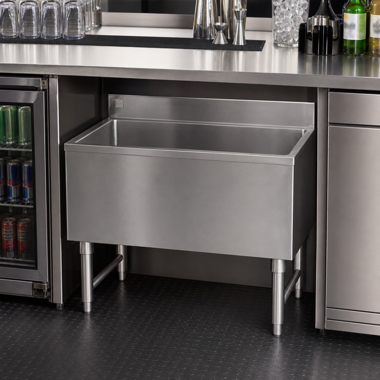 Product image #4 for Klinger's Trading 30-Inch Stainless Steel Underbar Ice Chest, 100 lb Ice Capacity
