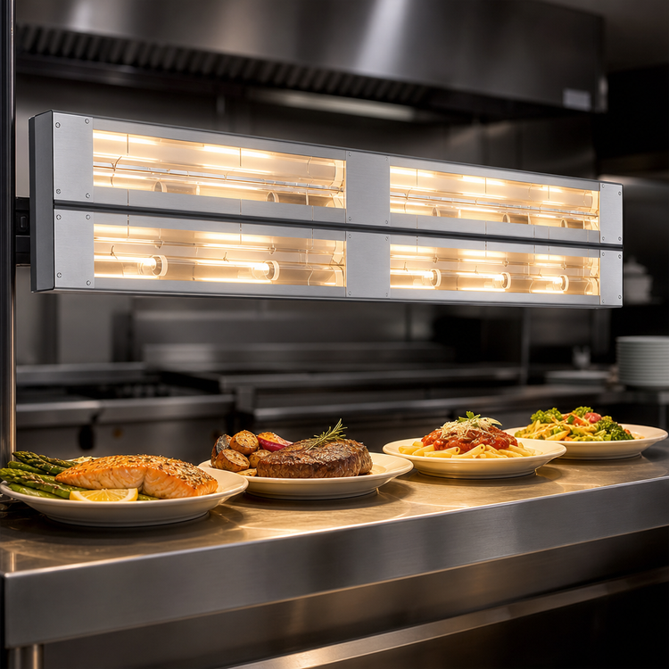 Product image #4 for Hatco Glo-Ray® 48-Inch Lighted Max Watt Dual Infrared Strip Heater with 6-Inch Spacer, Aluminum