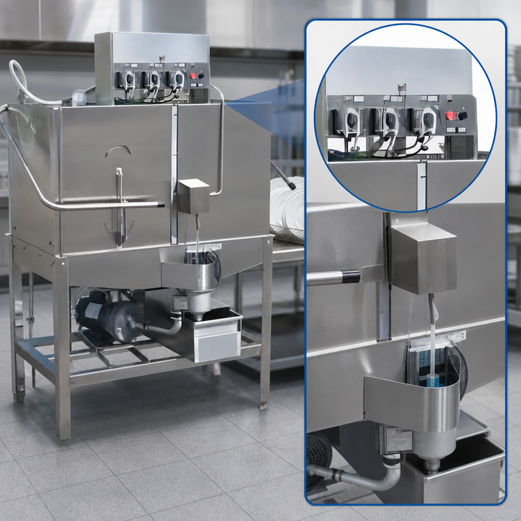 Product image #4 for American Dish Service 5CD-LF Double Rack Corner Low Temp Chemical Sanitizing Door-Type Dishwasher