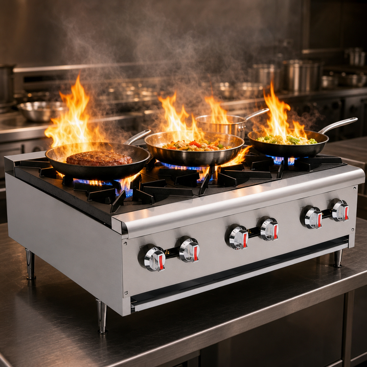 Product image #4 for Serv-Ware SHPS-36 36-Inch Six Burner Natural Gas Commercial Hot Plate with Legs