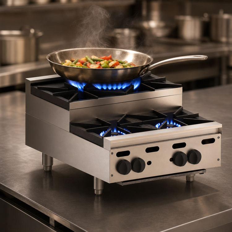 Product image #4 for Vulcan Achiever VHP212U 12-Inch Heavy Duty Countertop Gas Hot Plate with 2 Burners and Step-Up Rear Burner