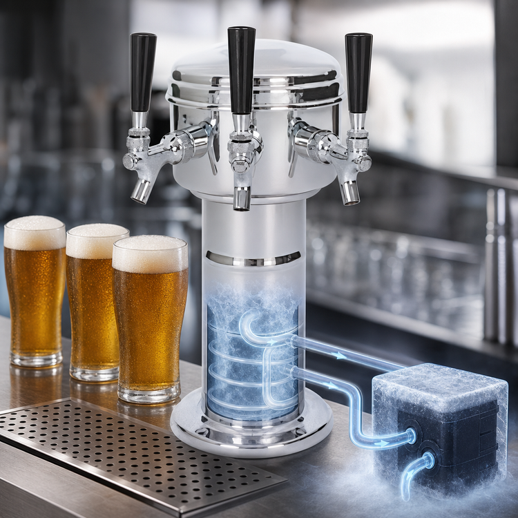 Product image #4 for Mini-Mushroom Countertop Glycol-Cooled 3-Faucet Stainless Steel Draft Beer Tower