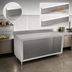 Thumbnail image #4 for John Boos 72 Inch x 30 Inch Stainless Steel Underbar Work Table with Open Front Cabinet Base and 5 Inch Backsplash