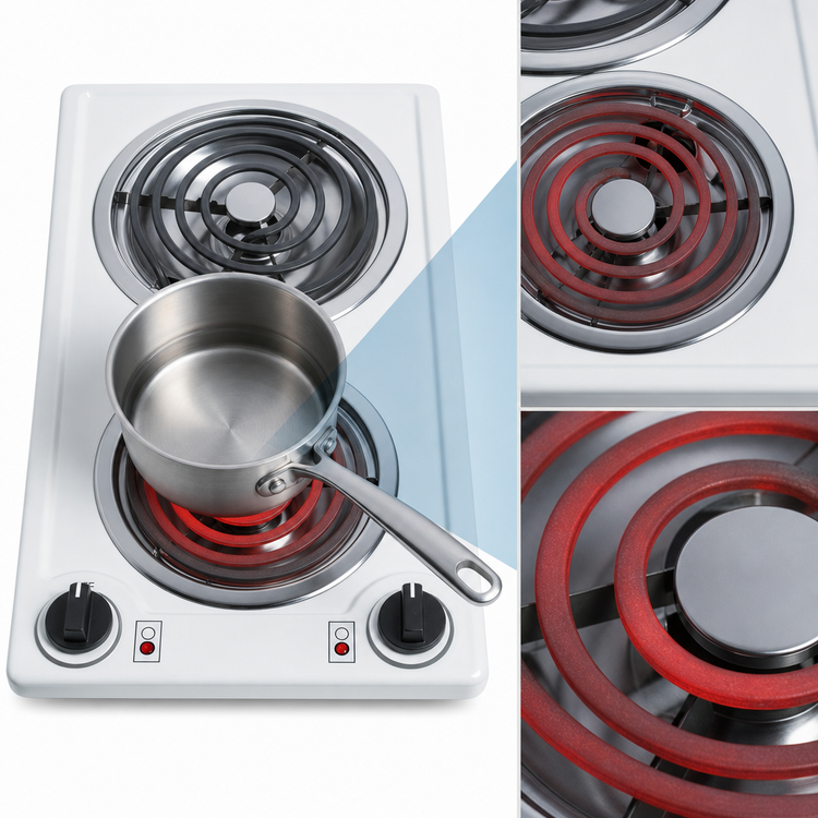 Product image #5 for Summit Commercial 12-Inch White Porcelain 2-Burner Electric Radiant Cooktop