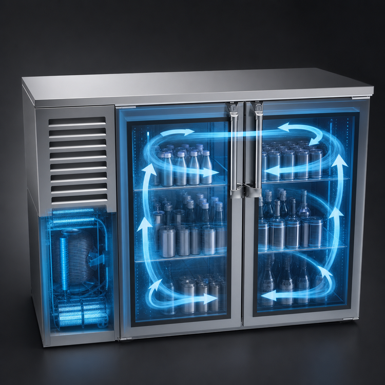 Product image #4 for Krowne NS52 52-Inch Two-Section Narrow Door Back Bar Storage Cabinet with Side-Mounted Self-Contained Refrigeration