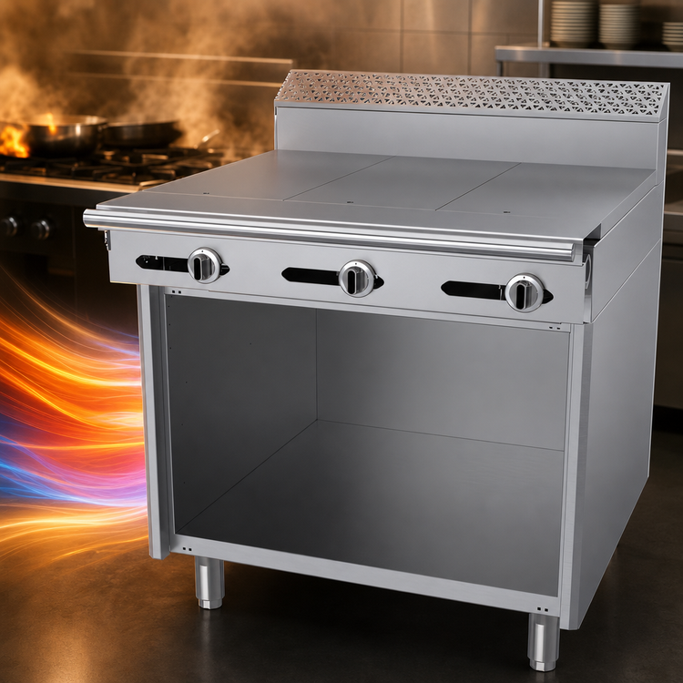 Product image #4 for Garland Cuisine Series 36-Inch Gas Heavy Duty Range with Three 12-Inch Even-Heat Hot Tops and Storage Base
