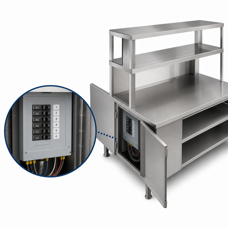 Product image #4 for Randell Modular Chef Service Counter Right End Section with Breaker Panel, 64.5-Inch Stainless Steel