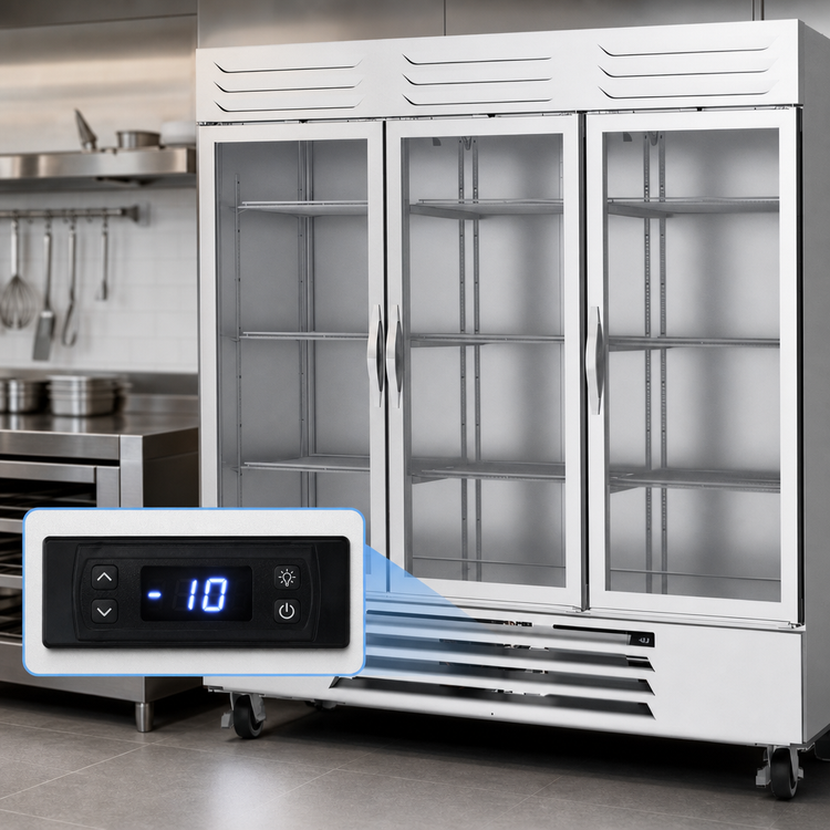 Product image #4 for Vista® Series Three-Section Reach-In Glass Door Freezer, 75-Inch Wide, Bottom-Mount Self-Contained Refrigeration