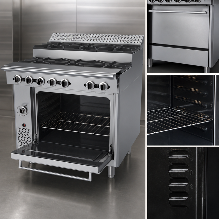 Product image #4 for Garland Cuisine Series 36-Inch Heavy Duty Natural Gas Step-Up Range with 6 Open Burners and Standard Oven