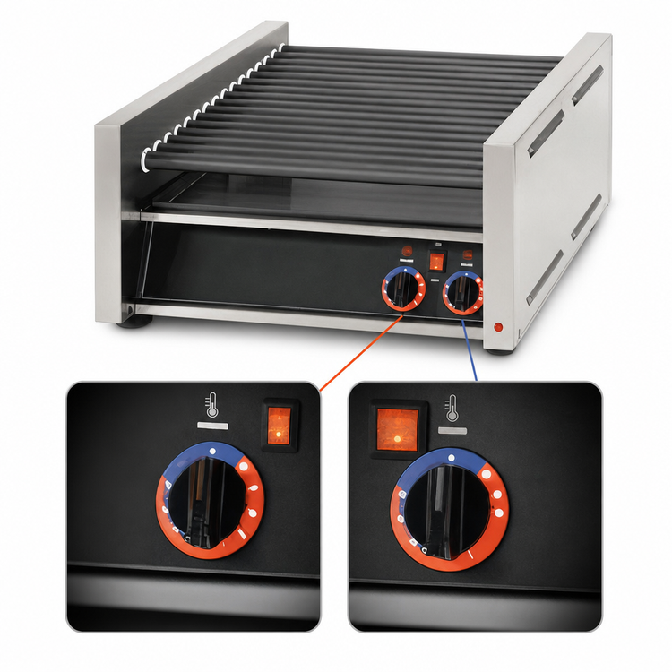 Product image #4 for Grill-Max 75-Hot-Dog Countertop Roller Grill with Analog Controls and StalTek Coated Rollers