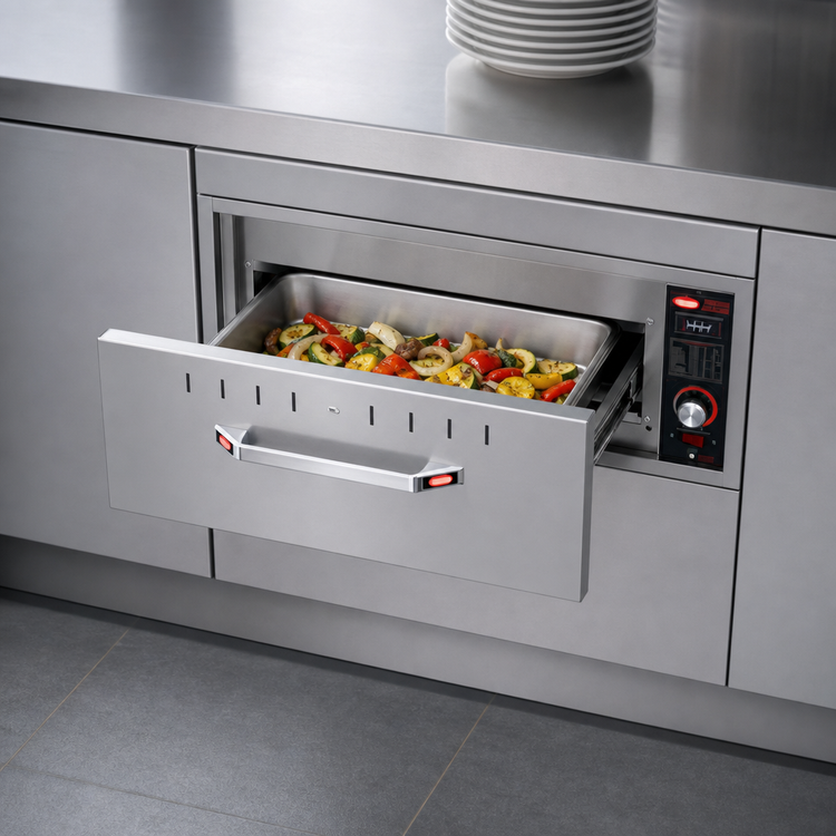Product image #4 for Hatco Built-In Narrow Single-Drawer Warming Drawer with Standard 6-Inch Deep Food Pan