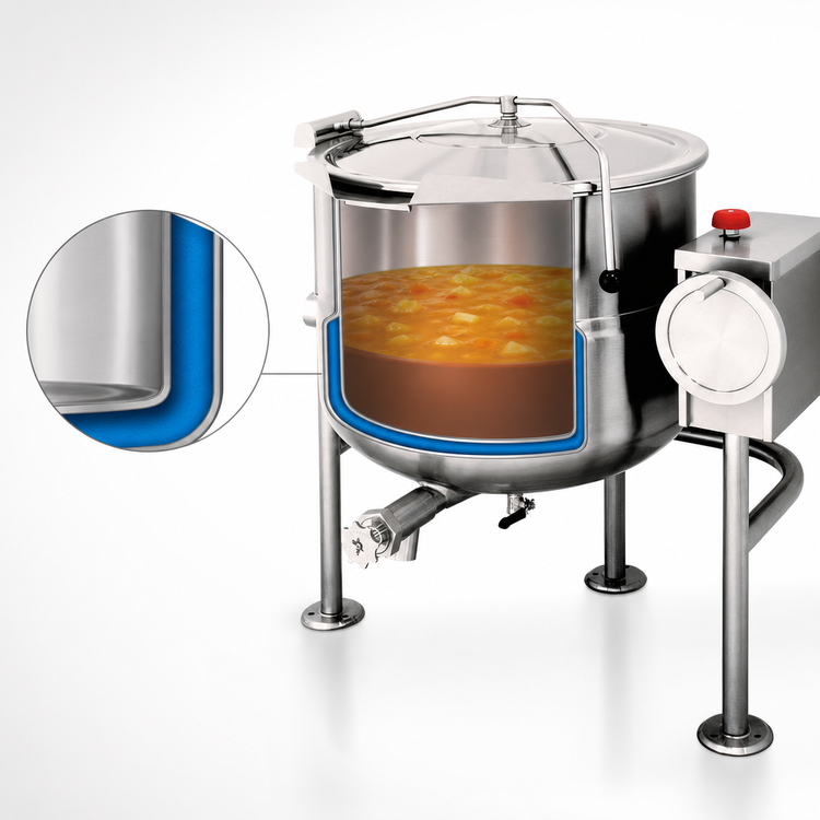 Product image #4 for Cleveland Range KDL40T 40-Gallon Direct Steam Tilting Kettle with Open Tri-Leg Base
