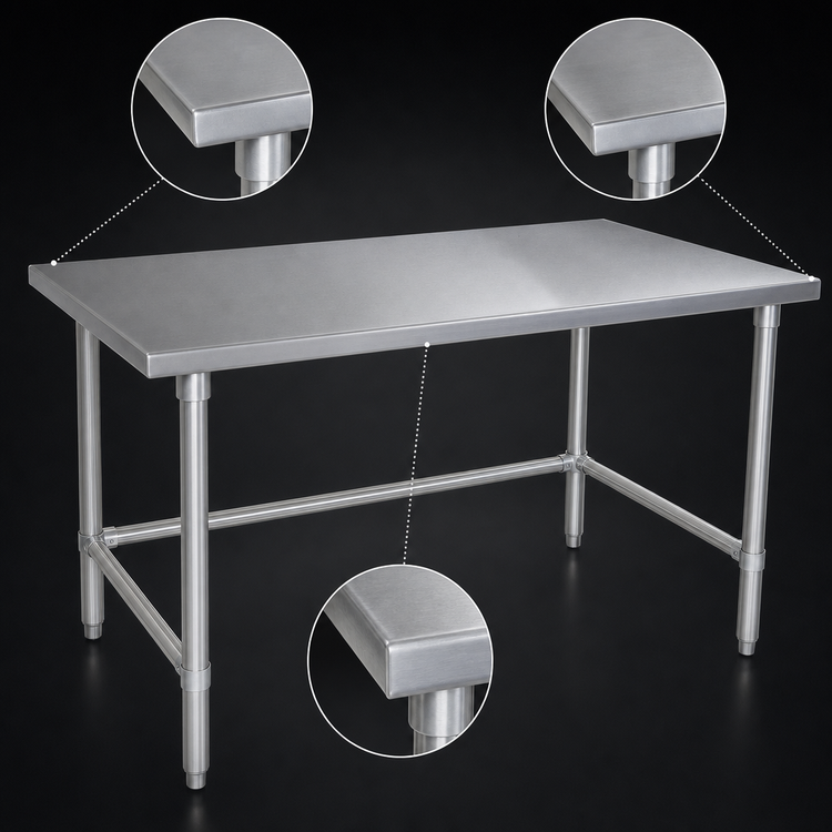 Product image #4 for John Boos Stallion 84"W x 36"D 16-Gauge 300-Series Stainless Steel Flat Top Work Table with Safety Edge