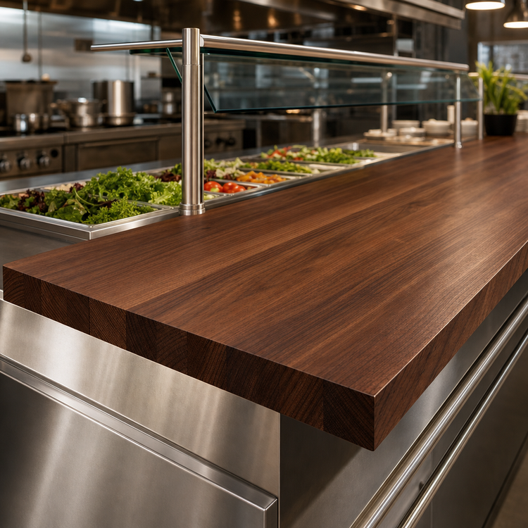 Product image #4 for Boos Block American Black Walnut Commercial Countertop for Food Displays, 120 x 42 x 3 Inches, Varnique Finish