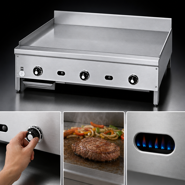Product image #4 for Supreme JGM-2442 42-Inch Gas Countertop Griddle with 1" Thick Steel Plate and Manual Controls