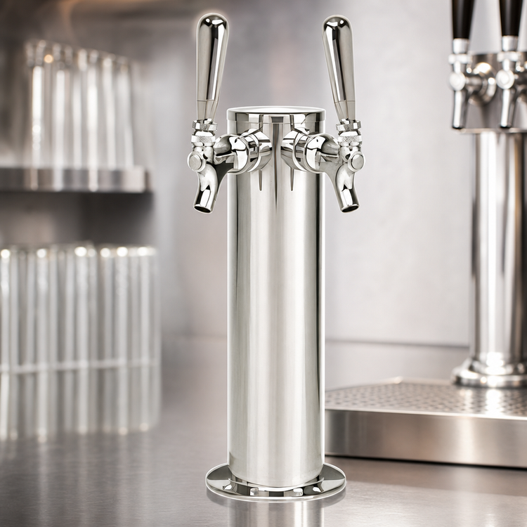Product image #4 for Air-Cooled Single 3-Inch Column Beer Draft Tower with 2 Faucets, Polished Stainless Steel