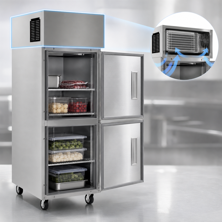 Product image #4 for Delfield 6125XL-SH 19.0 Cu. Ft. One-Section Reach-In Freezer with Half-Height Solid Locking Doors and Top-Mounted Self-Contained Refrigeration