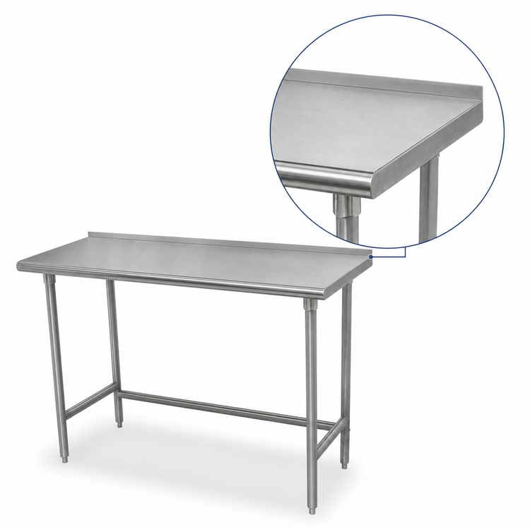 Product image #4 for Advance Tabco 84-Inch x 36-Inch Open Base Work Table with 14-Gauge 304 Stainless Steel Top and 1-1/2-Inch Rear Up-Turn