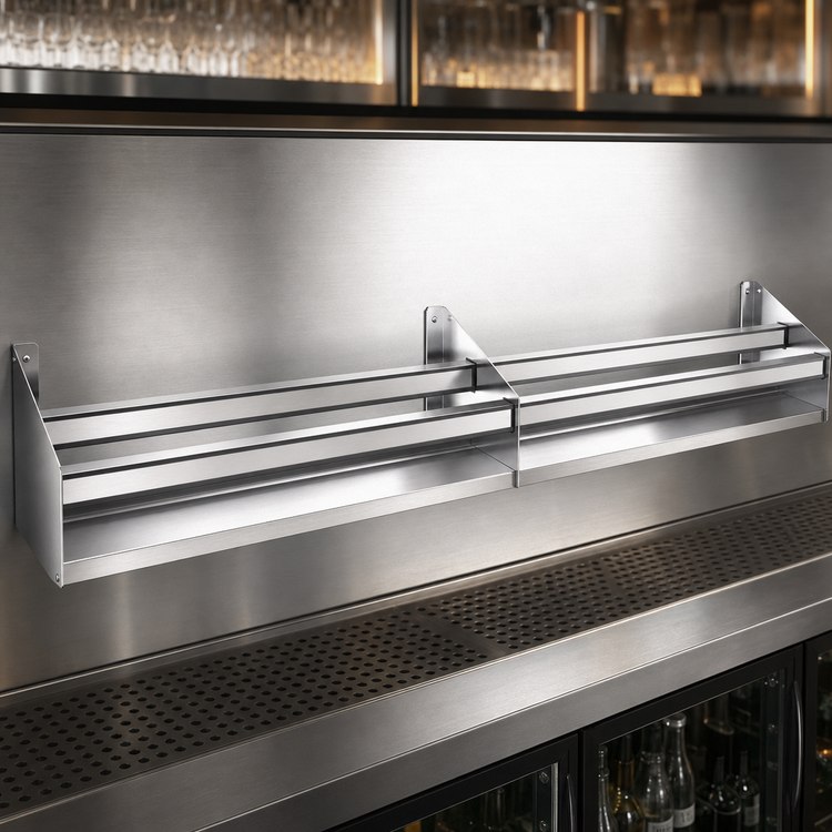 Product image #4 for Glastender DSR-81 81-Inch Double Speed Rail, Stainless Steel, Open Step-and-Rail Design