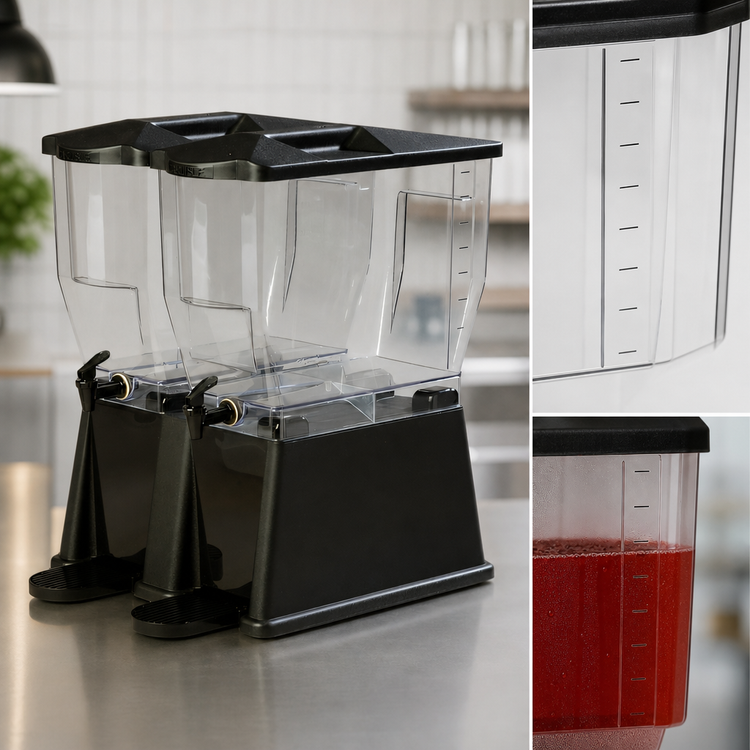 Product image #5 for Trimline Economy Rectangular Double-Bowl Polycarbonate Beverage Dispenser, 6 Gallon