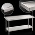 Thumbnail image #4 for Advance Tabco 84-Inch x 48-Inch 14-Gauge 304 Stainless Steel Flat Top Work Table with No-Drip Edge and Adjustable Undershelf
