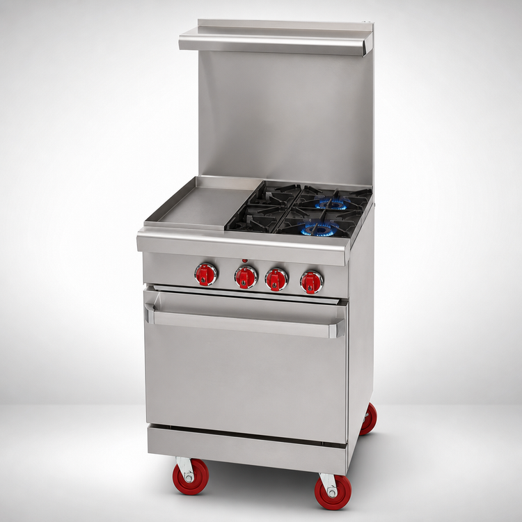Product image #4 for American Range 24-Inch Gas Restaurant Range with 12-Inch Left Griddle, 2 Open Burners and Space Saver Oven