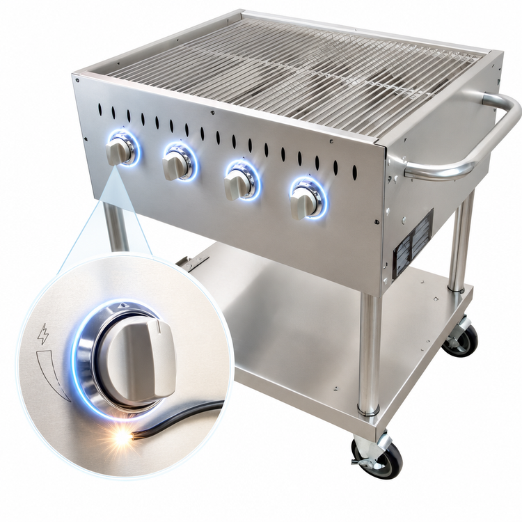 Product image #4 for Comstock-Castle CS-GBBQ-30 Propane Outdoor Charbroiler Grill, 4-Burner, 34-Inch Wide Frame