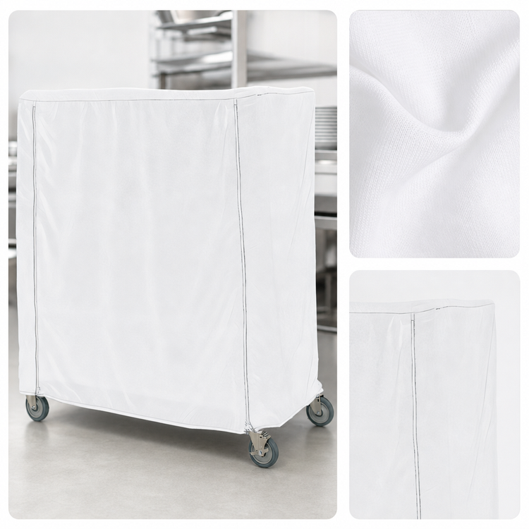 Product image #4 for Metro Queen Mary & Banquet Cart Cover, 36 x 24 x 74 Inches, White Knitted Polyester