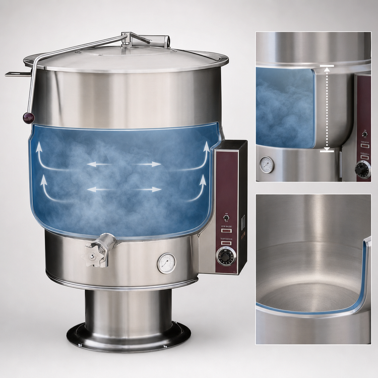 Product image #4 for Crown EP-100 100 Gallon Electric 2/3 Jacketed Stationary Pedestal Kettle