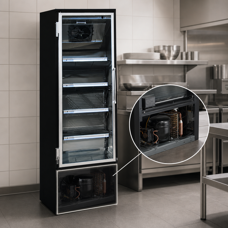 Product image #5 for Howard-McCray One-Section Glass Door Refrigerator Merchandiser, 22 Cu. Ft., Bottom-Mount Self-Contained, Black